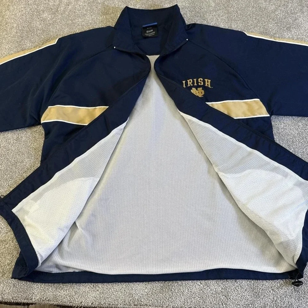 Vintage Notre Dame Embroidered Full Zip Jacket Large NCAA Irish